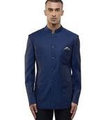 Blue polycotton bandhgala set