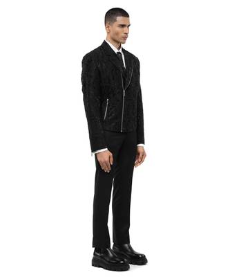 Black embroidered silk blazer 3