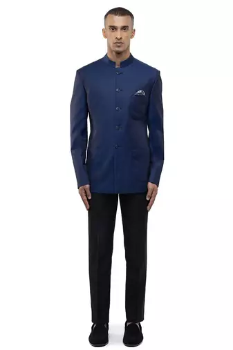 Blue polycotton bandhgala set