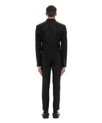 Black embroidered silk blazer 4