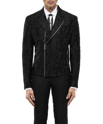 Black embroidered silk blazer 5