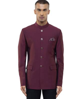 Maroon polycotton bandhgala set 1