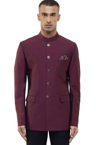 Maroon polycotton bandhgala set