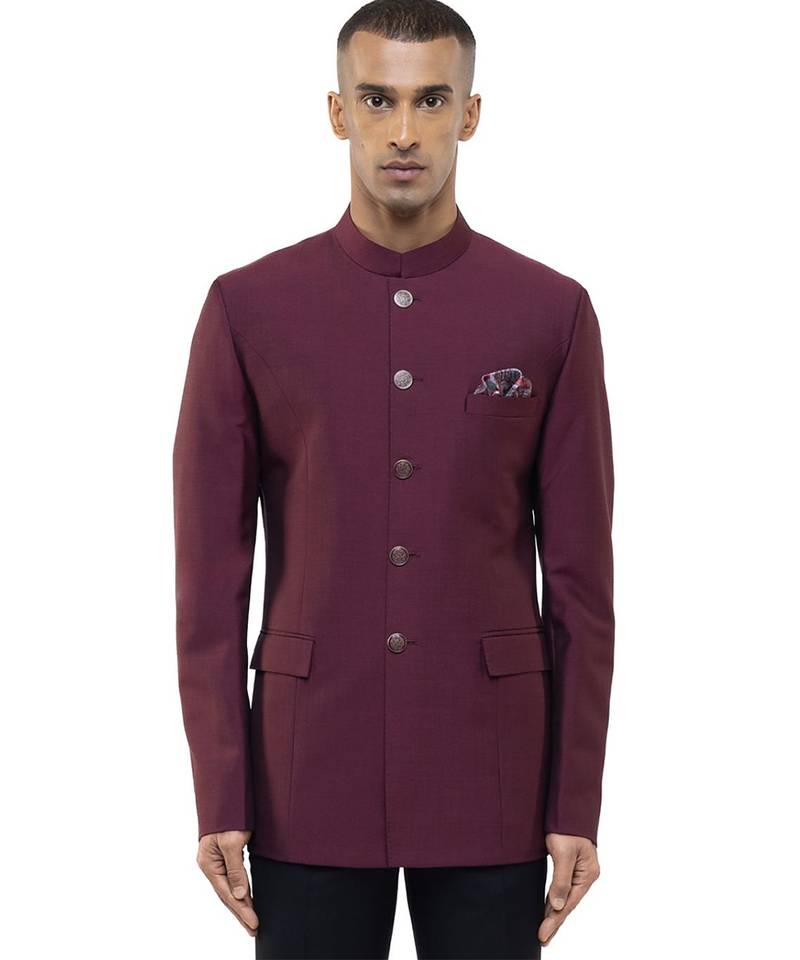 Maroon polycotton bandhgala set