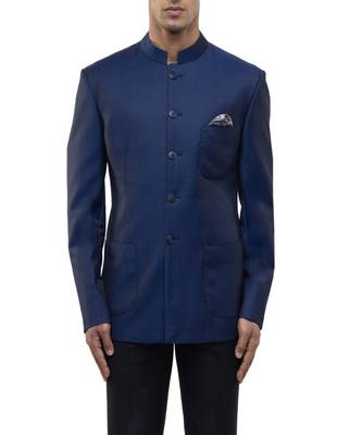 Blue polycotton bandhgala set 5