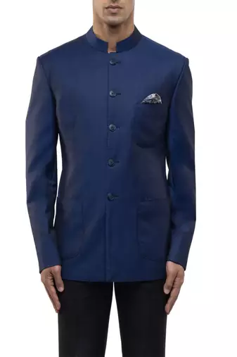 Blue polycotton bandhgala set