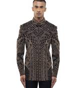 Black embroidered silk bandhgala set