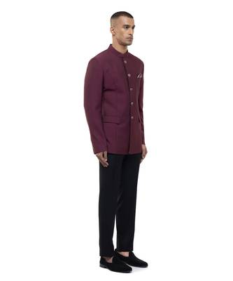Maroon polycotton bandhgala set 3