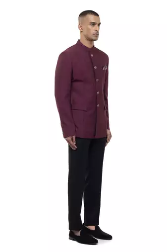 Maroon polycotton bandhgala set