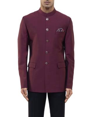 Maroon polycotton bandhgala set 5