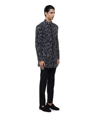 Black embroidered silk sherwani set 3