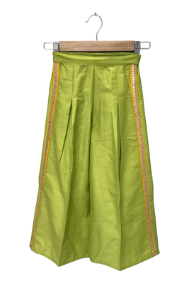 woven half sleeves embellished top with palazzo-yellow & limegreen 5