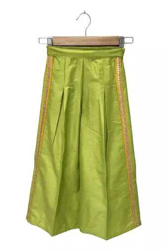 woven half sleeves embellished top with palazzo-yellow & limegreen