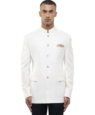 White polycotton bandhgala set 1