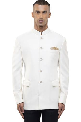 White polycotton bandhgala set