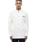 White polycotton bandhgala set