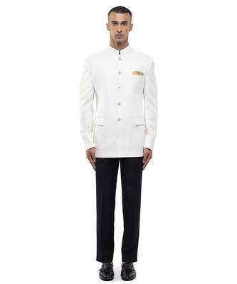 White polycotton bandhgala set 2