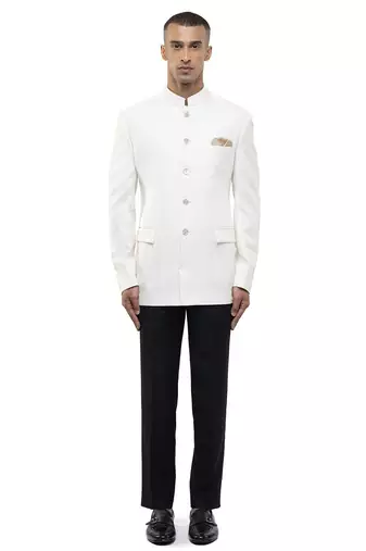 White polycotton bandhgala set