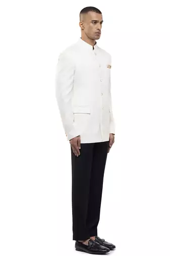 White polycotton bandhgala set