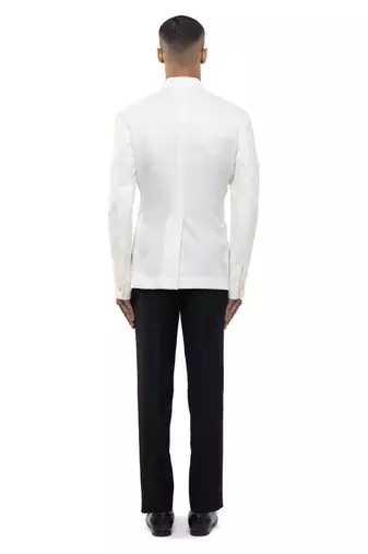 White polycotton bandhgala set