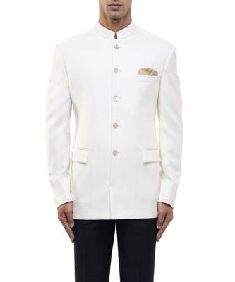 White polycotton bandhgala set 5
