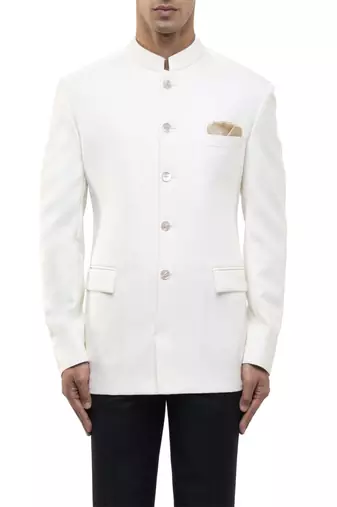 White polycotton bandhgala set