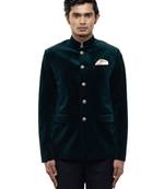 Green velvet bandhgala set