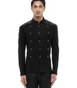 Black polycotton bandhgala set