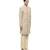 Beige embroidered silk sherwani set