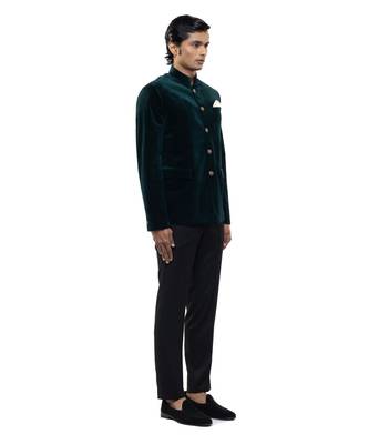 Green velvet bandhgala set 3