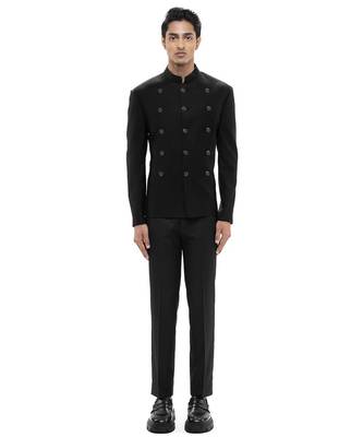 Black polycotton bandhgala set 2