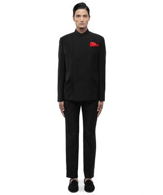 Black velvet bandhgala set 2
