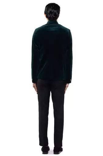 Green velvet bandhgala set