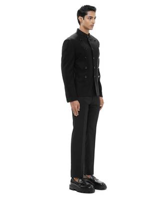 Black polycotton bandhgala set 3