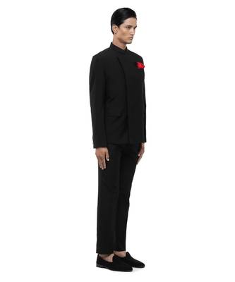 Black velvet bandhgala set 3