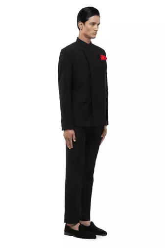 Black velvet bandhgala set