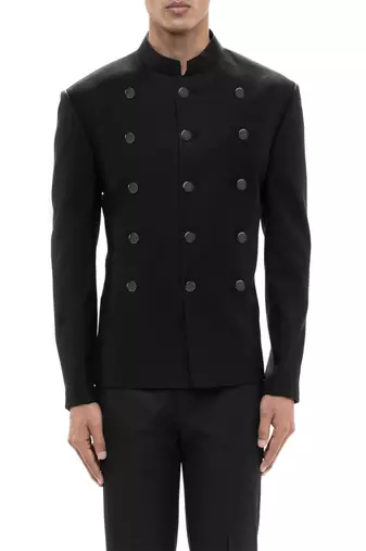 Black polycotton bandhgala set