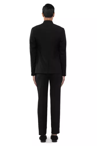 Black velvet bandhgala set