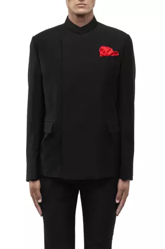 Black velvet bandhgala set
