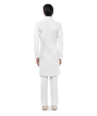 White embroidered silk sherwani set 4