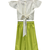 woven half sleeves embellished top with palazzo-white & limegreen