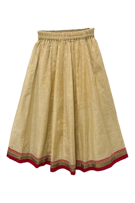woven sleeveless embroidered top with lehenga-red & biege 3