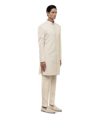 White embroidered silk sherwani set 3