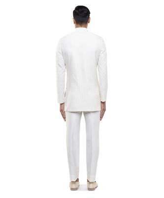 White embroidered silk sherwani set 3