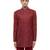 Red embroidered silk sherwani set