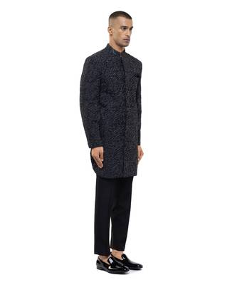 Black embroidered silk sherwani set 3