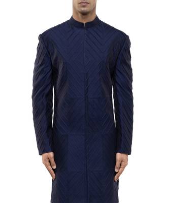 Blue embroidered silk sherwani set 2