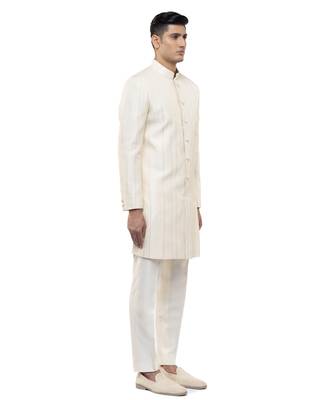 White embroidered silk sherwani set 3