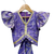woven half sleeves embellished top with dhoti-purple & white