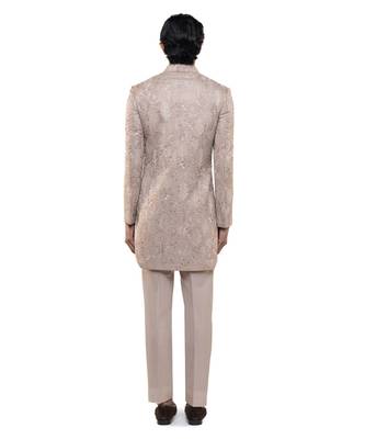 Pink embroidered silk sherwani set 4